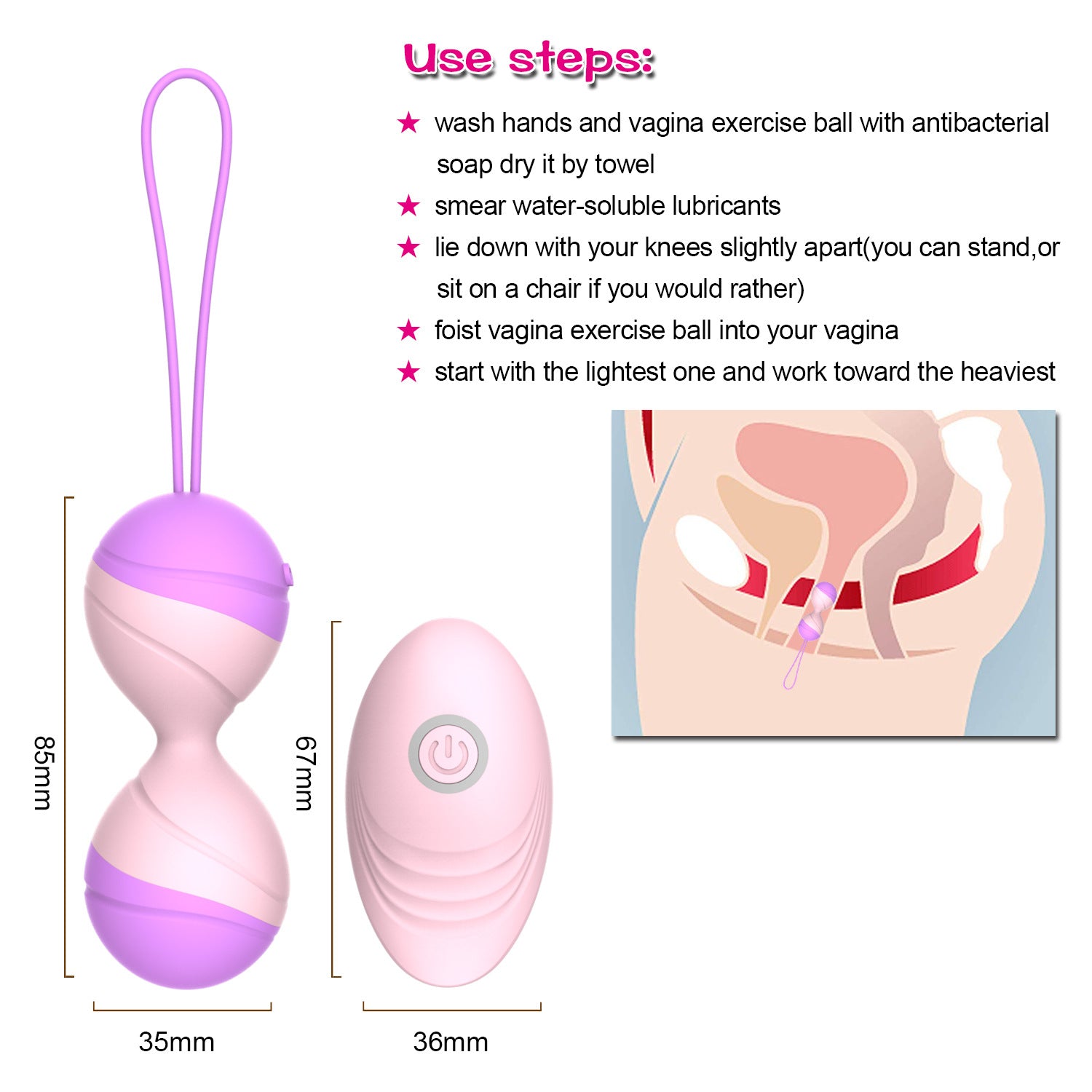 Onlynse Two-Color Kegel Vaginal Dumbbells Wireless Wear Vibration Massage Jumping Eggs